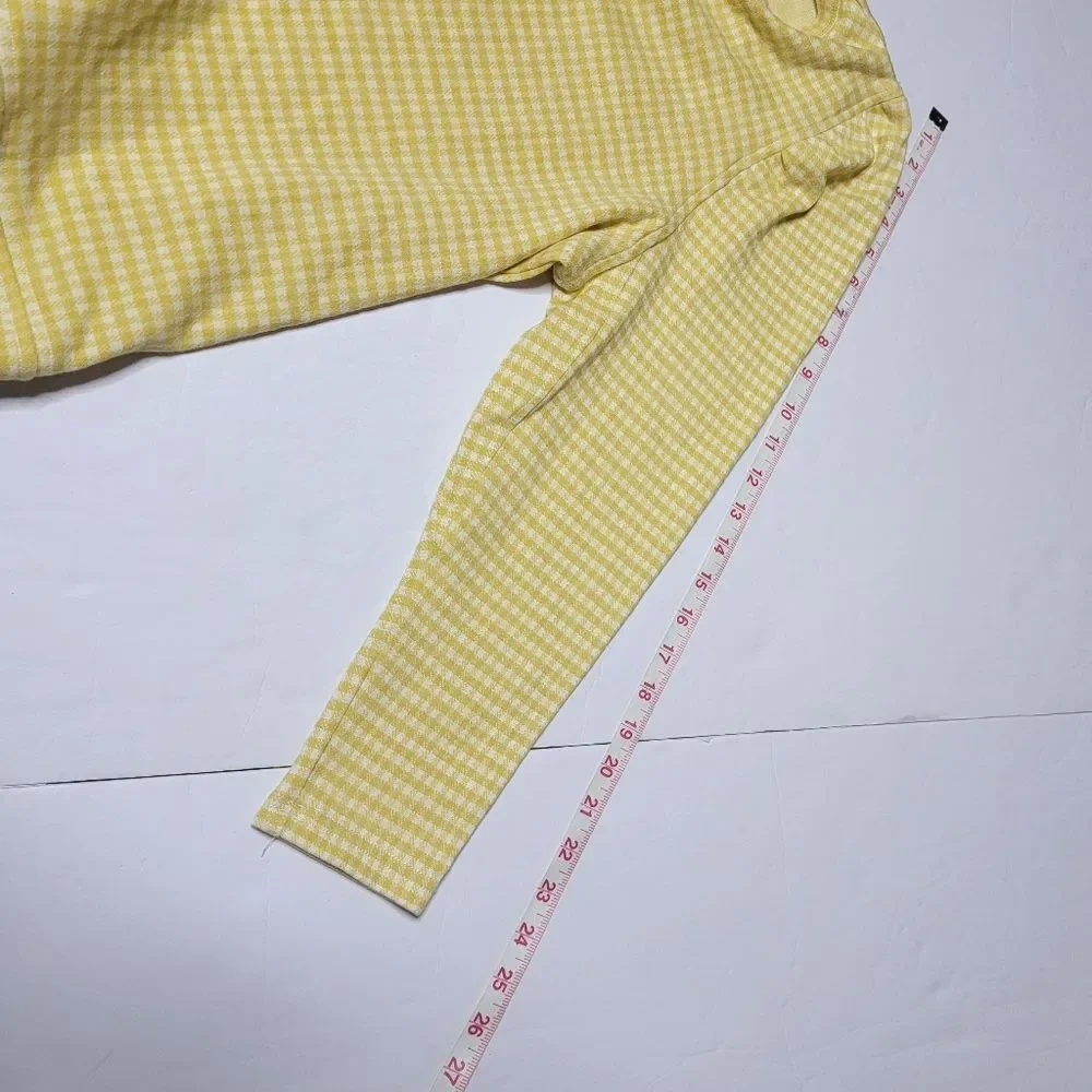 Downeast Yellow Gingham Long Sleeve Knit Top Women’s Large